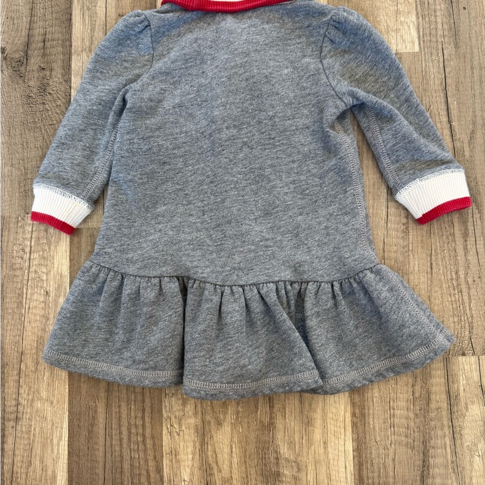 Ralph Lauren Gray Knit Dress with White Collar and Red Trim - Picture 3 of 3